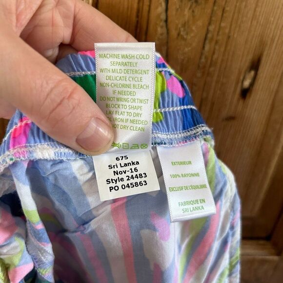 Lilly Pulitzer XXS Shorts‎ Blue Pink Green Floral Pockets Drawstring - Picture 11 of 11